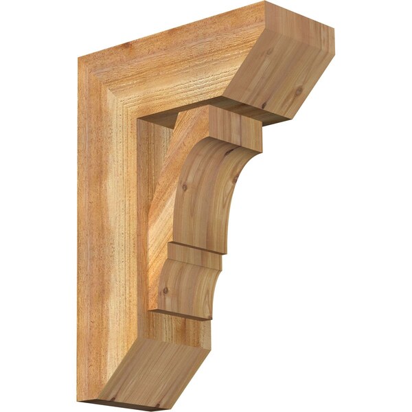 Ekena Millwork Balboa Slat Rough Sawn Bracket w/ Offset Brace, Western Red Cedar, 8"W x 18"D x 26"H BKT0806X18X26BOA06RWR - main